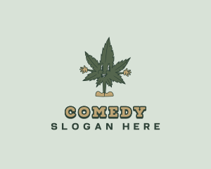 Cartoon Cannabis Leaf  Logo