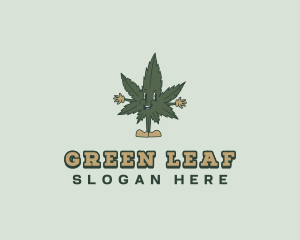 Thc - Cartoon Cannabis Leaf logo design