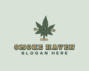Bong - Cartoon Cannabis Leaf logo design