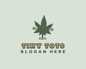 Weed Pipe - Cartoon Cannabis Leaf logo design