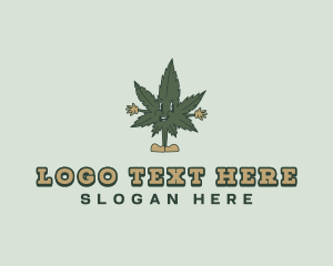 Cartoon - Cartoon Cannabis Leaf logo design