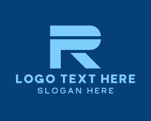 App - Blue Cyber Letter R logo design