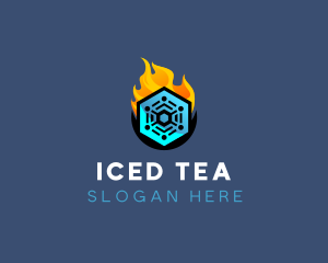 Fire Ice Snowflake logo design