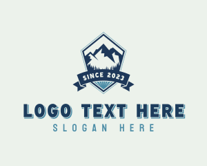 Hiker - Travel Mountain Summit logo design