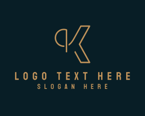 Monoline - Gold Generic Letter K logo design