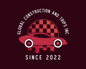Trip - Sports Car Checkered Flag logo design