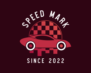 Sports Car Checkered Flag logo design