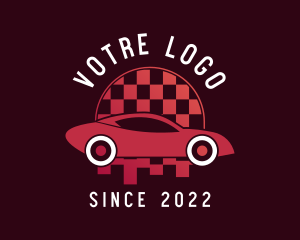 Racing - Sports Car Checkered Flag logo design