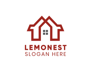 Land - Red Duplex House logo design