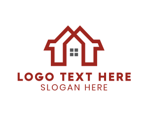 Twin - Red Duplex House logo design