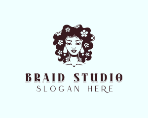 Floral Braided Hair logo design