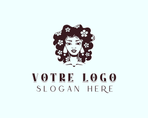 Woman - Floral Braided Hair logo design