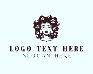 Woman - Floral Braided Hair logo design