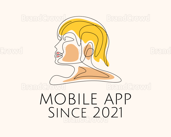 Woman Hairstylist Monoline Logo