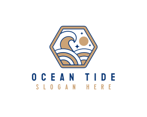 Beach Wave Tide logo design