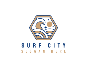 Beach Wave Tide logo design