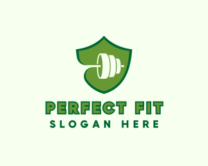 Barbell Fitness Shield logo design