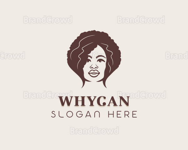 Woman Curly Hairdresser Logo