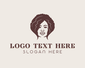 Haircut - Woman Curly Hairdresser logo design