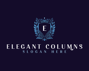 Floral Elegant Shield logo design