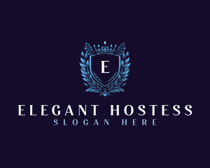 Floral Elegant Shield logo design