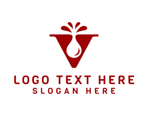 Liquor Store - Red Cocktail Drip Letter V logo design