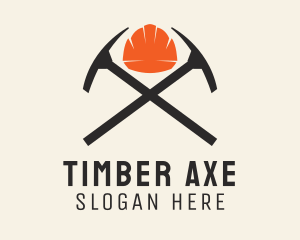 Rock Mining Axe logo design