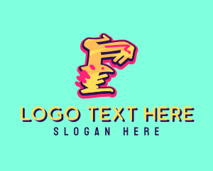 Teen - Graffiti Art Letter F logo design