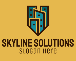 Skyline - Real Estate City Shield logo design