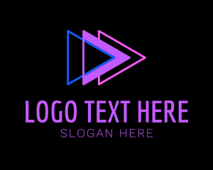 Music Industry - Neon Play Button logo design