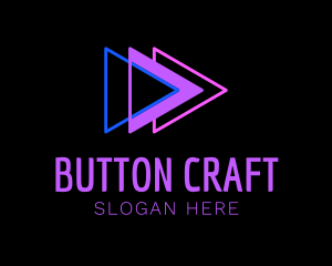 Neon Play Button logo design