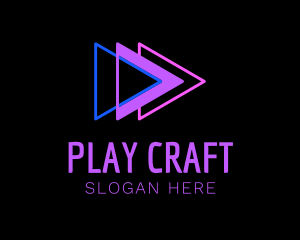 Neon Play Button logo design