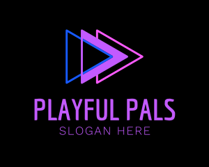 Neon Play Button logo design