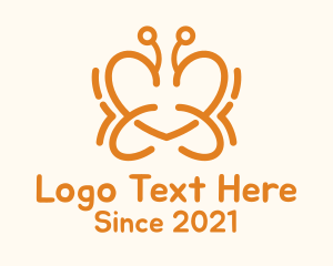 Zoo - Orange Butterfly Heart logo design