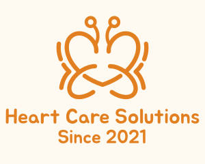 Orange Butterfly Heart logo design