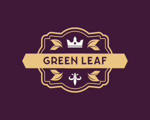 Luxury Crown Leaf Ornament logo design