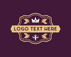 Classic - Luxury Crown Leaf Ornament logo design