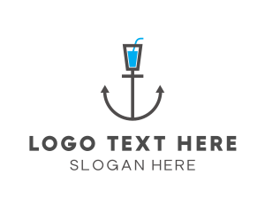 Straw - Marine Anchor Drink logo design