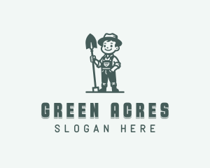Shovel Landscaper Farming logo design