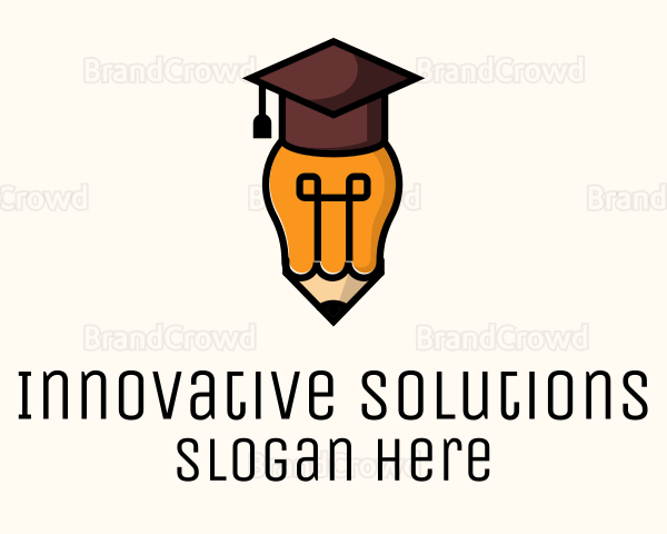 Bulb Graduate Pencil Academic Logo