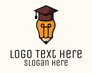 Knowledge - Bulb Graduate Pencil Academic logo design