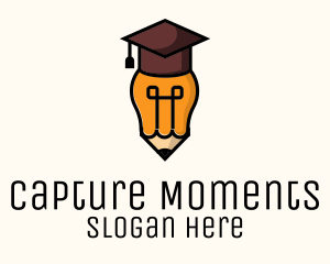 Tutorial Center - Bulb Graduate Pencil Academic logo design