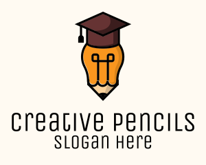 Bulb Graduate Pencil Academic logo design