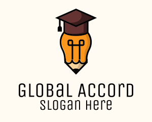 Diplomatic - Bulb Graduate Pencil Academic logo design