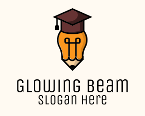 Fluorescent - Bulb Graduate Pencil Academic logo design