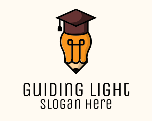 Bulb Graduate Pencil Academic logo design