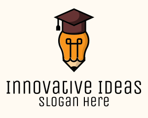 Bulb Graduate Pencil Academic logo design