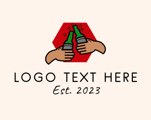 Beer Bottle - Hexagon Beer Pub logo design