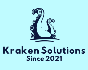 Kraken - Blue Squid Tentacles logo design