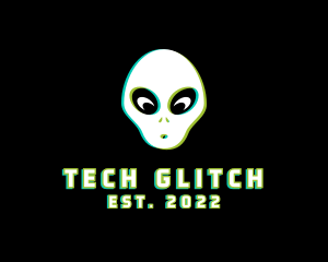 Gaming Alien Glitch logo design